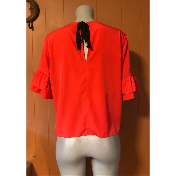 TOPSHOP Ruffle Sleeve Top with Bow - Picture 5 of 7